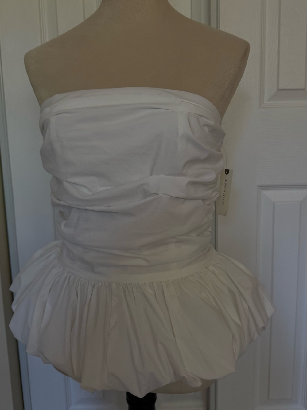 Strapless White Peplum top Anthropologie